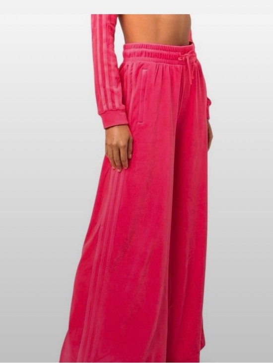 adidas Pants - Jeremy Scott adidas Women's Wide Leg Velour Track Pants - Hot Pink